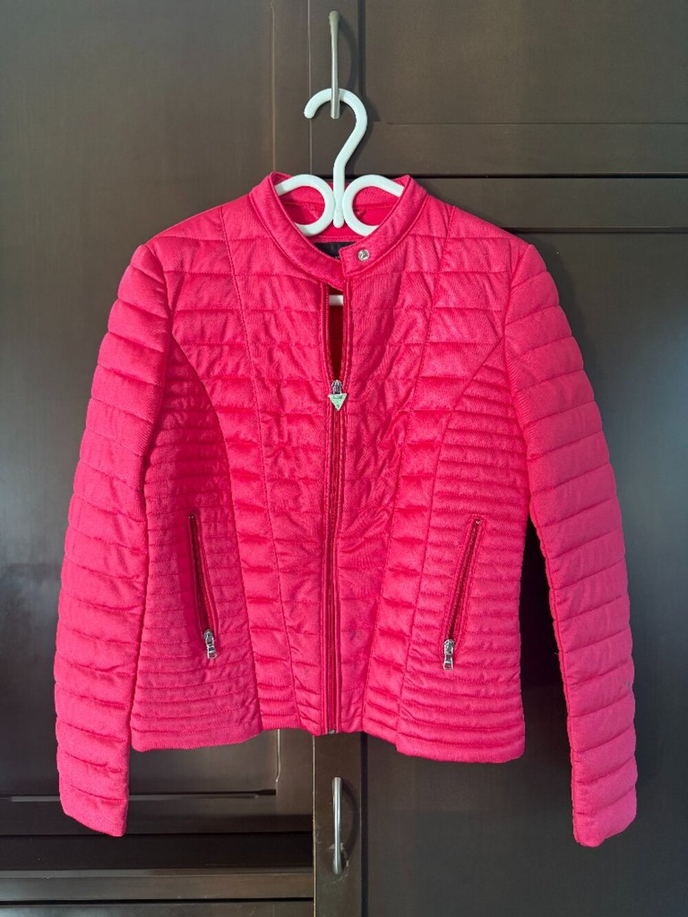 Guess Women's Quilted Lightweight Jacket  Pink/Fuchsia  Size Small